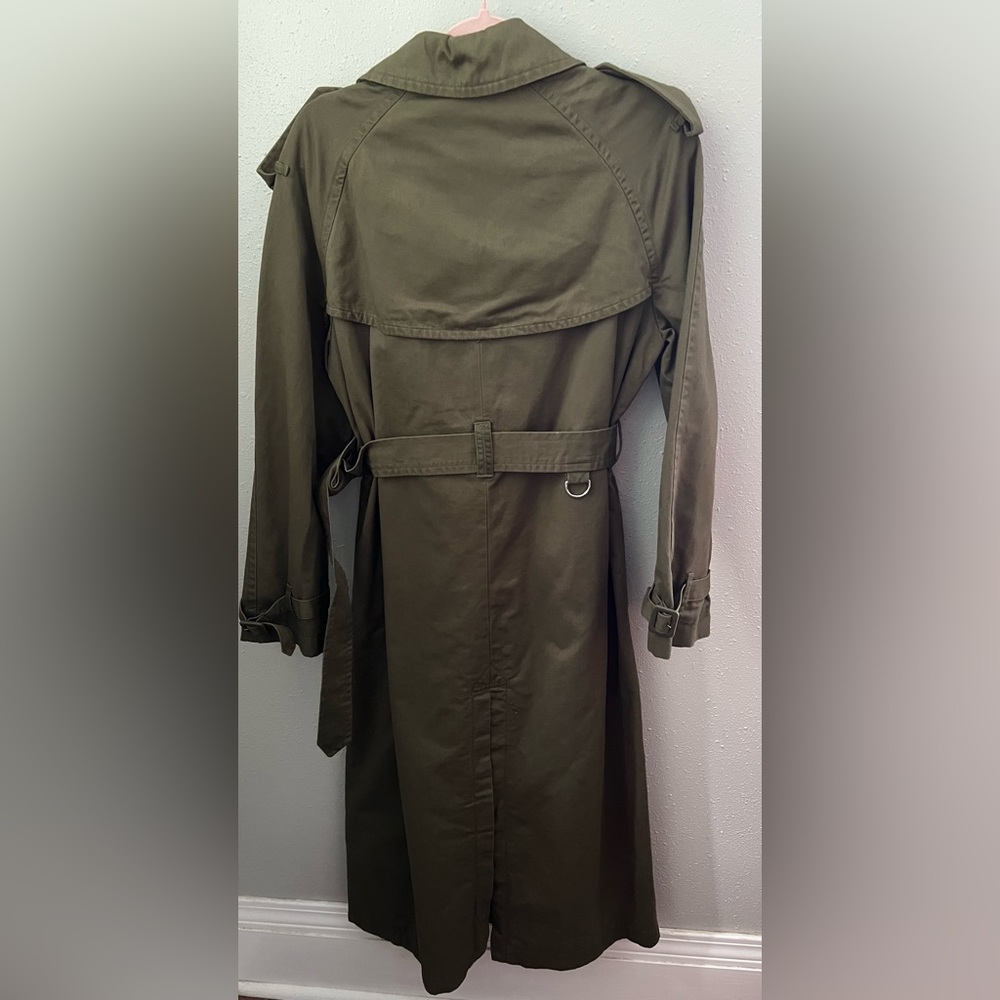 Mango Cotton Lapel Trench In Olive Green Size XS New - Picture 4 of 13